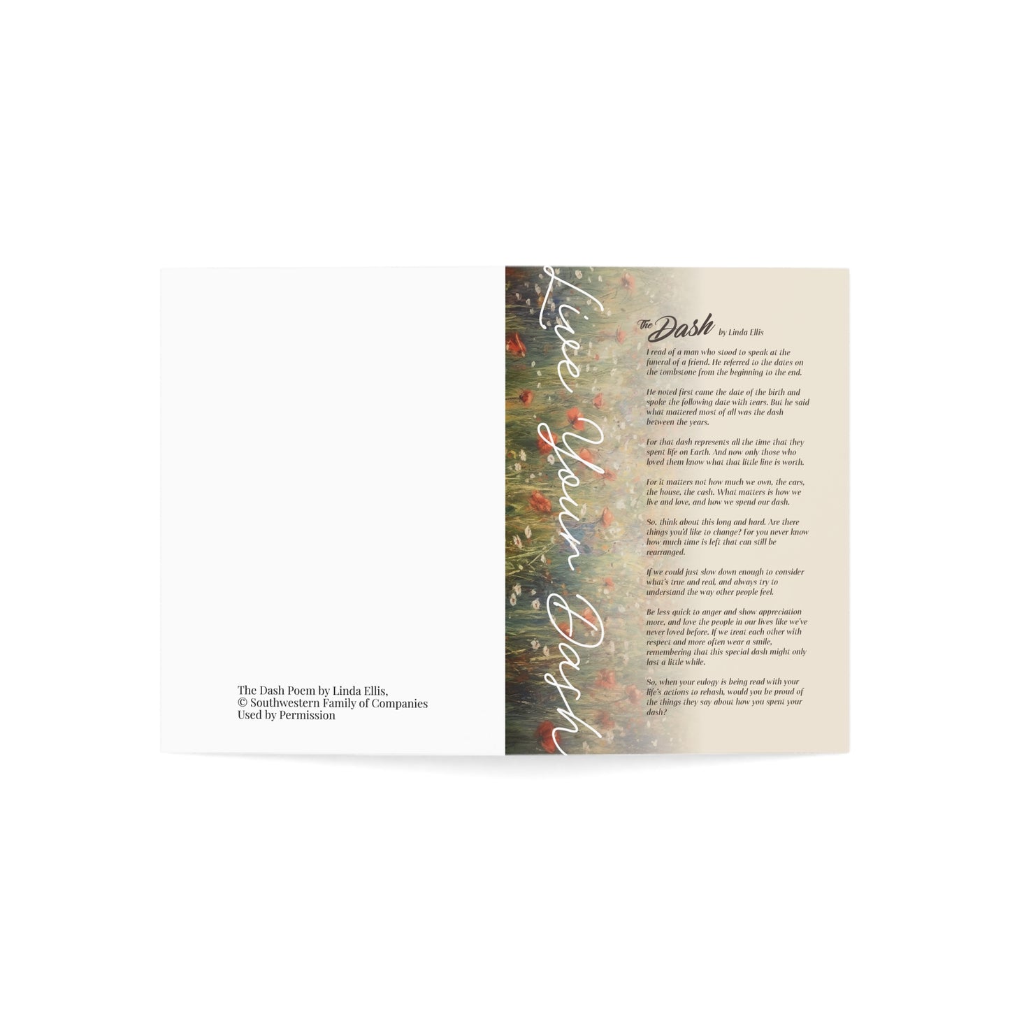 LIVE YOUR DASH/DASH POEM Greeting Cards (1, 10, 30, and 50pcs)