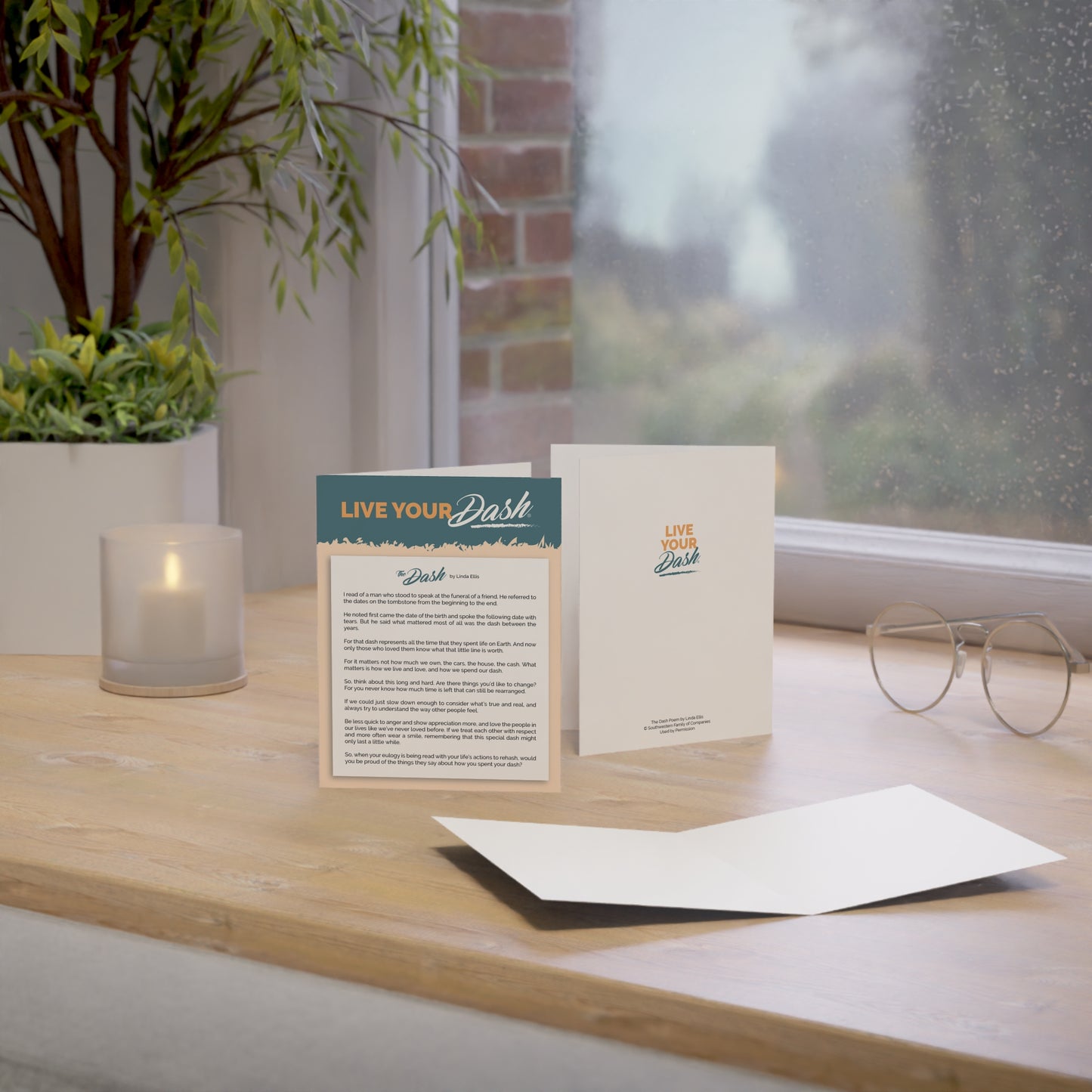 Live Your Dash / Dash Poem Greeting Card (Pack of 1, 10, 30, 50)